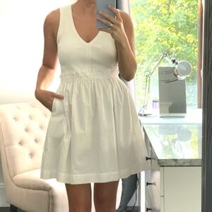 New! Elegant White/Cream Sleeveless Mini Dress with Full Skirt Size L